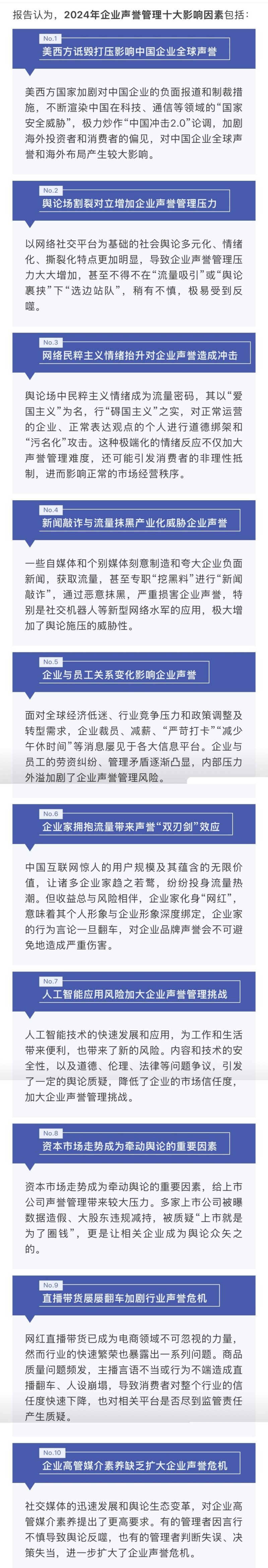 2025年度企业声誉管理十大影响因素预测：人工智能技术、文化强国战略、ESG披露规范化等方面受关注